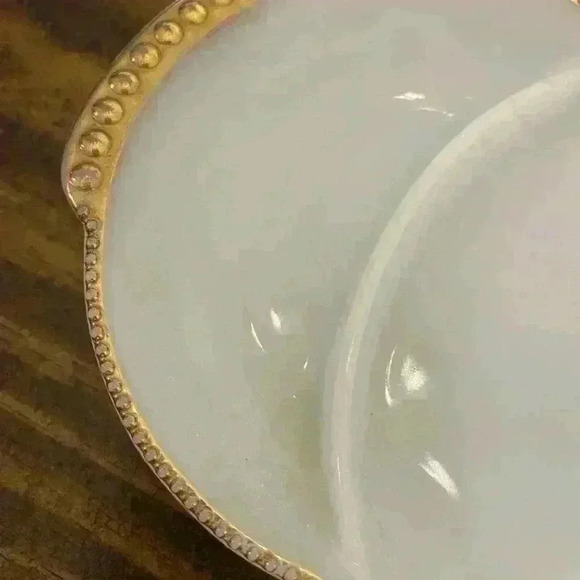 Fire King Milk Glass w/ Gold Trim Relish Dish - Picture 2 of 6